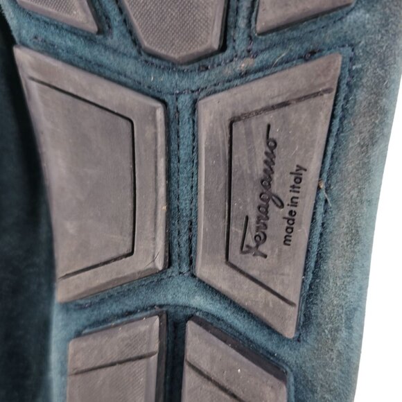Salvatore Ferragamo Parigi Suede Blue Teal Driving Loafers Mens 10EE Dress Shoes - Picture 14 of 15